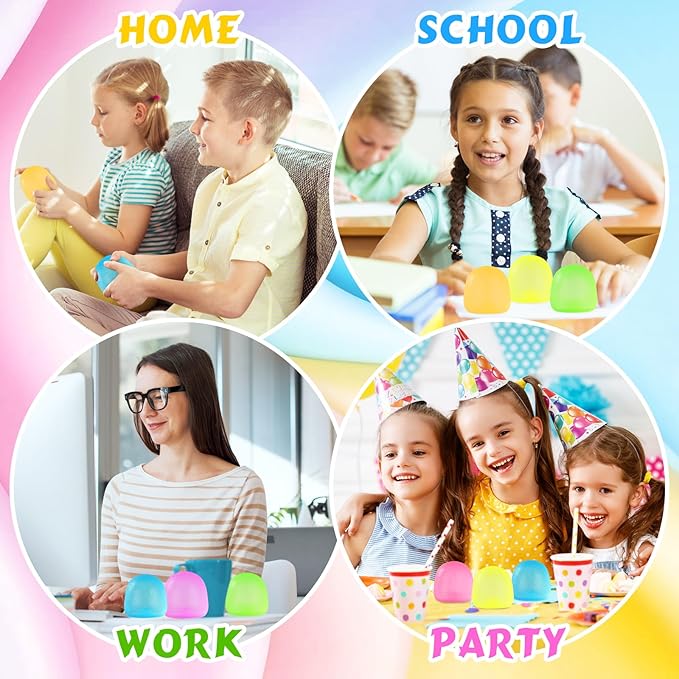 Fidget Toys Squishy 6Pack, Stress Cube Squishies Anxiety Stress Relief, Ice Squishy Stress Cube Sugar Balls, Sensory Toys for Kids with Autism, Fidgets for Classroom Prize Toys (Candy)