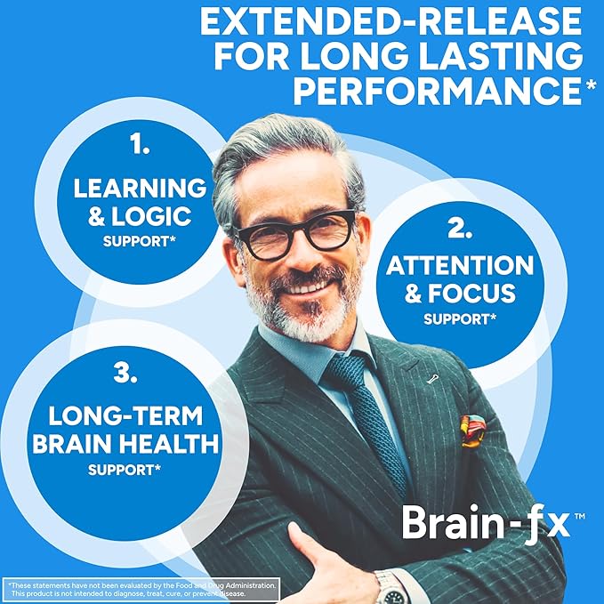 Brain-fx™ B Vitamins & Herbs for Memory and Focus, Nootropic Supplement, Methylated B Complex Choline Bacopa Lions Mane Cordyceps Mushroom Coffee Fruit Extract Alpha GPC L Theanine Huperzine A - 60ct