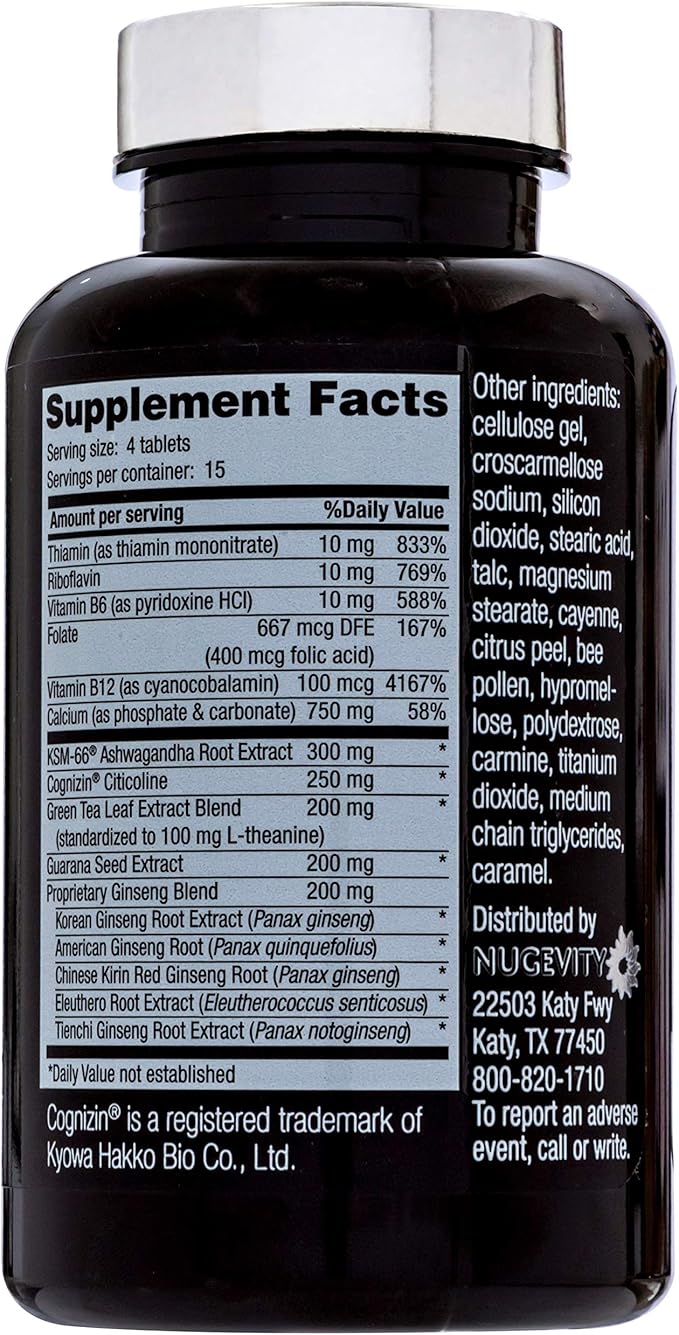 Energy EFP Brain Booster - 60Ct Nootropic Energy Supplements for Focus & Stamina with Citicoline, Vitamin B, Ashwagandha, L-Theanine, Ginseng