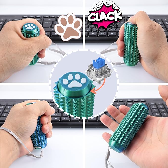 2PCS Little Ouchies Fidget with Cat Dog Paw Button, Sensory Pain Stim Fidget Toys for Adults & Teens, Anxiety and Stress Relief Items, Spiky Grippy Stim Tool, Portable ADHD Autism Fidget Clicker