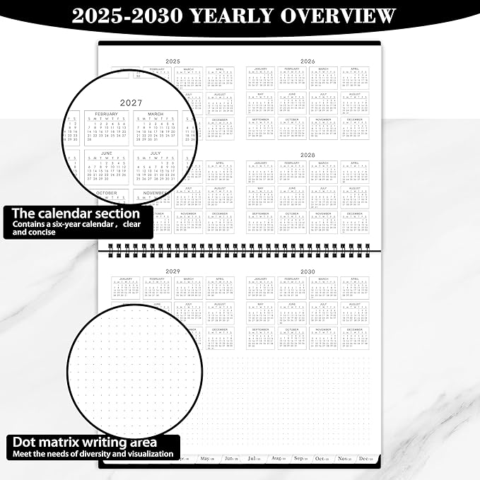 2025-2030 Monthly Planner/Calendar, JUL 2025 - JUN 2030, 5 Year Planner, 2025-2026 Calendarwith Tabs, Double-Side Pocket, 2025-2026 Monthly planner 2025-2030 for Daily Organizing - Black（7.9" x 8.6"）