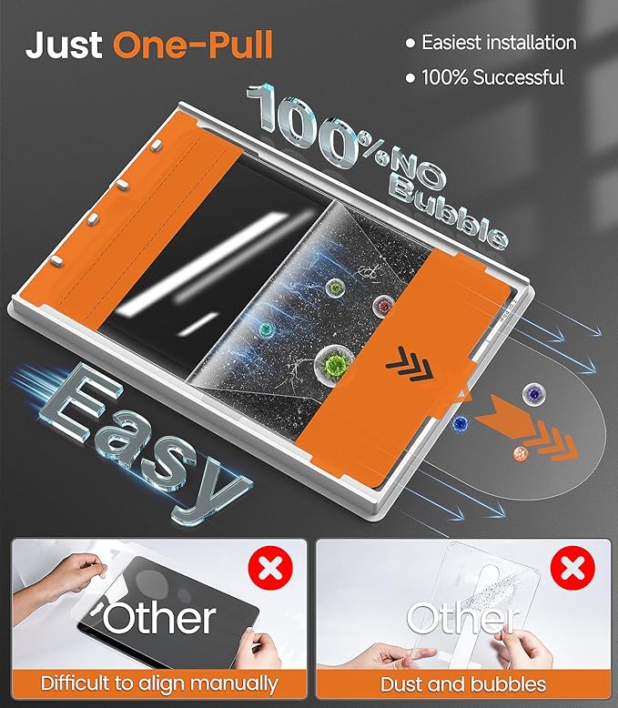 iGluz 2 Pack for iPad Mini 8.3"(A17 Pro 7th/6th Gen 2024/2021) 9H+ Tempered Glass Screen Protector with Easy-Install Box[12FT Grade Shatterproof] Apple Pencil Compatible,HD Clarity,Scratch Resistant