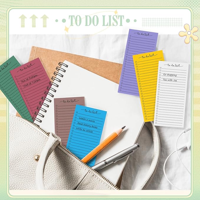Censen 10 Pack 500 Sheets To Do List Notes Daily Checklist Notepads with 50 Sheets Each Undated Color Memo Pad Block Shopping List Pad Weekly Plan Notepad Organizer Planners(Assorted Color,Lined)