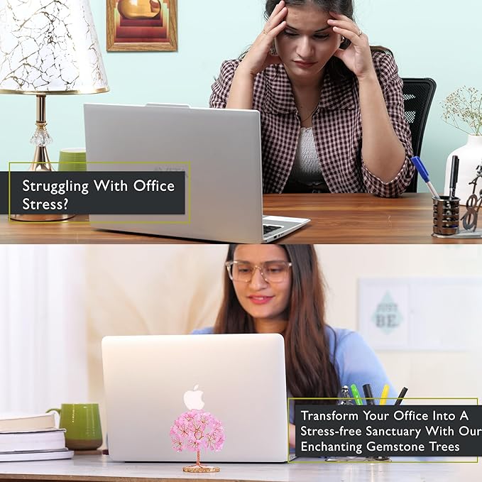 FASHIONZAADI Rose Quartz Crystals Tree, Crystals and Healing Stones, Pink Crystal Tree, Office Decor for Women, Birthday Gifts for Women, Crystal Decor, Spiritual Gifts