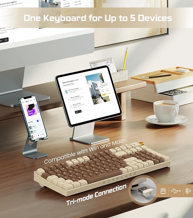 R100 96% Wireless Mechanical Keyboard with G Pro 3.0 Yellow Switches, Tri-Mode Connectivity (BT 5.0/2.4GHz/USB-C),Hot Swappable Custom Keyboard,RGB Light,Compatible with Windows & Mac