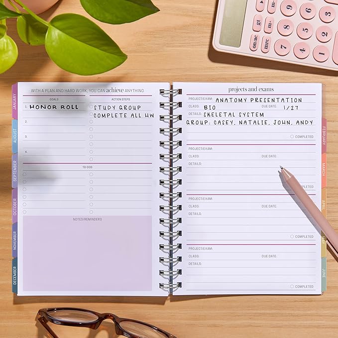 Inspired by Erin Condren 12-Month A5 Academic Planner (Jul 2025 - Jun 2026), Compact Weekly and Monthly School Agenda and Tracker, 70 Lb. Text Weight Paper, Balance Covers, Wire-O Spiral Binding