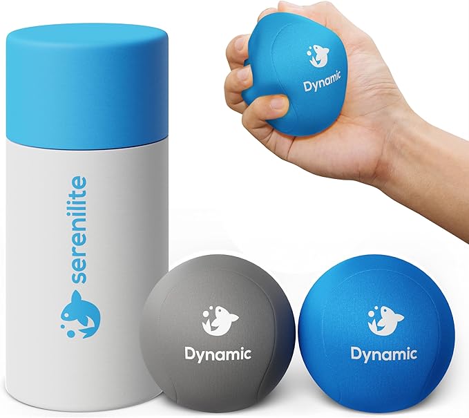 Serenilite Hand Therapy Exercise Stress Ball Bundle - Stress Ball 2.0 with Dynamic Resistance & Grip Strengthening - Therapeutic Hand Restoration