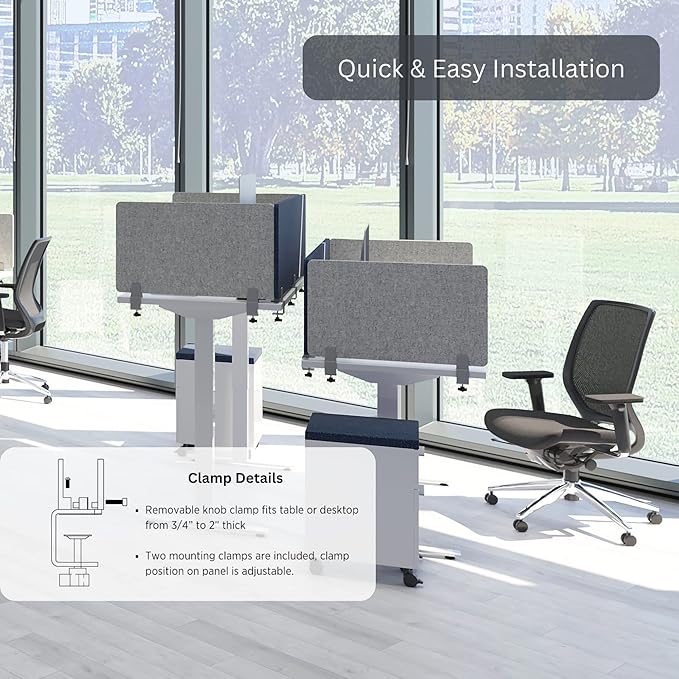 Desk Divider; Sound Absorbing Panel and Sound Proof Dividers - Privacy Shields for Student Desks and Desk Privacy Panels. Cubicle Wall, Desk Divider for Students and Office (Light Grey, 29" W x 18”H)