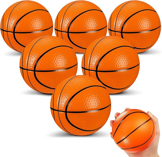 6 Pcs 4'' Mini Foam Basketballs for Kids Adults, Squeeze Stress Ball Safe Soft Replacement Beach Pool Basketball for Indoor Hoop Toddler Quiet Bouncy Sport Game(Orange)