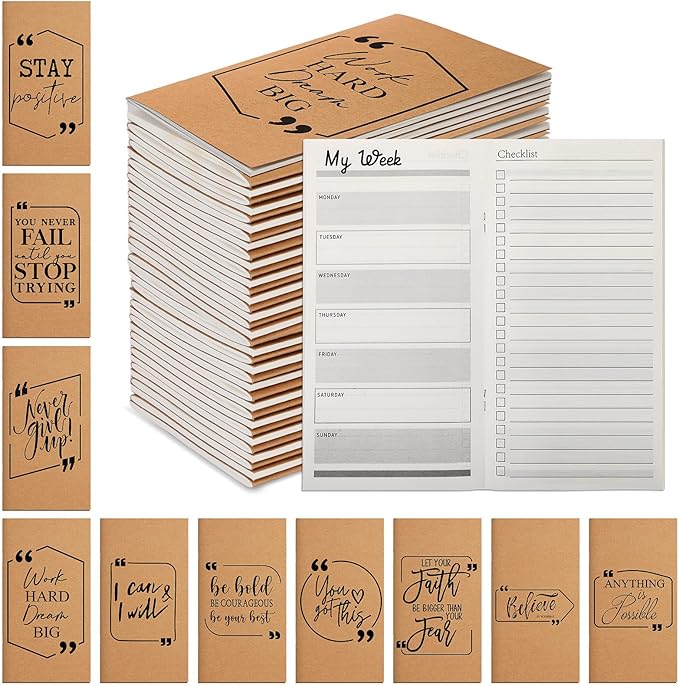 Qilery 30 Pcs Open House Gifts Bulk Habit Tracker Planner Bulk 2025 Pocket Calendars to Do List Weekly Goals Notepads for Employee Appreciation Housekeeping Teacher Welcome Gifts(Inspirational)