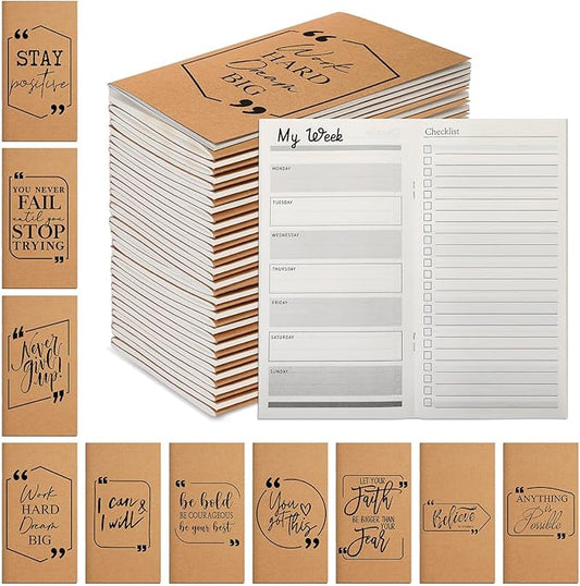 Qilery 30 Pcs Open House Gifts Bulk Habit Tracker Planner Bulk 2025 Pocket Calendars to Do List Weekly Goals Notepads for Employee Appreciation Housekeeping Teacher Welcome Gifts(Inspirational)