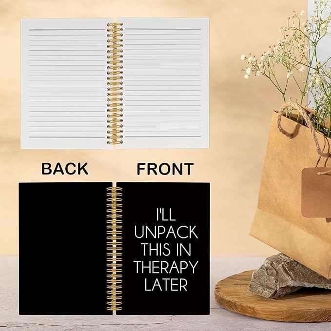 CUANFDDSF Mental Health Notebook, Therapy Journal Notebooks for Women, Mental Health Gifts,Writing Pads， I'll Unpack This in Therapy Later Hardcover Spiral Notebook 5.5x8.3 Inch