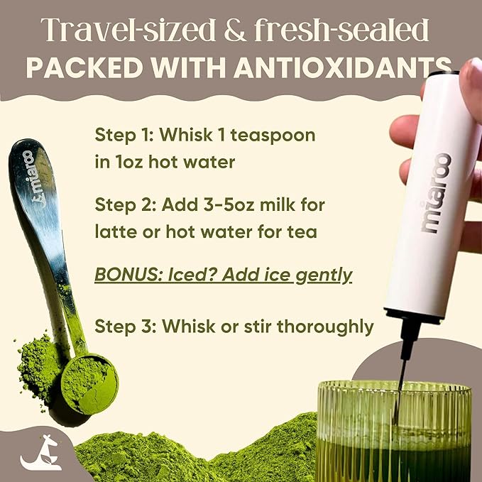 Miaroo Vanilla Matcha Latte Powder 100g | Sweetened Japanese Green Tea with Natural Vanilla Flavor | Non-Dairy, 5g Sugar, 30mg Caffeine | Hot & Iced Lattes