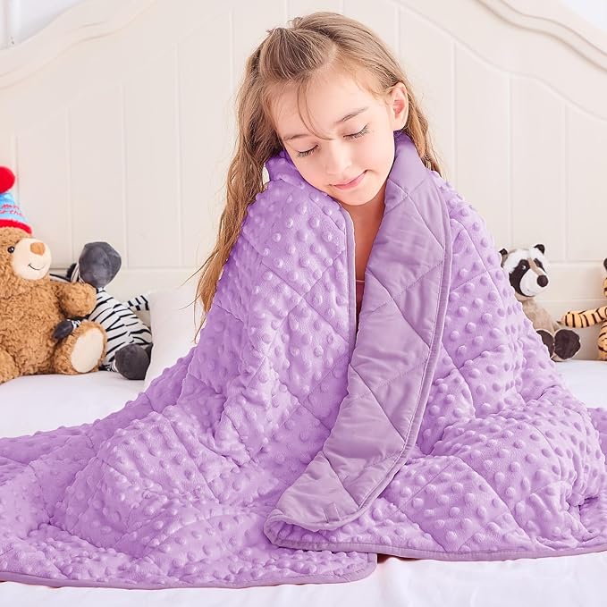 yescool Weighted Blanket 7 lb Light Purple Cooling Weighted Throw Blanket Minky Plush Heavy Blankets Microfiber Small Blankets Fleece Warm Weighted Comforter, 40 * 60in