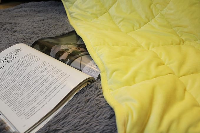 ALANSMA Reversible Weighted Blanket for All Season, Luxury Velvet, Warm and Cool, Adult 20Lb Yellow Weighted Blanket, Enjoy Sleeping Anywhere(Light Yellow,60"x80" 20lbs)