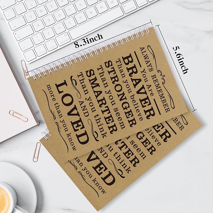 4Pcs A5 Spiral Notebook,Inspirational Journal,Motivational Journal for Women Men,100 Pages Lined Spiral Journal Notebook College Ruled Daily Diary for School,Travel,Business,Work (4Pcs Always-Brown)