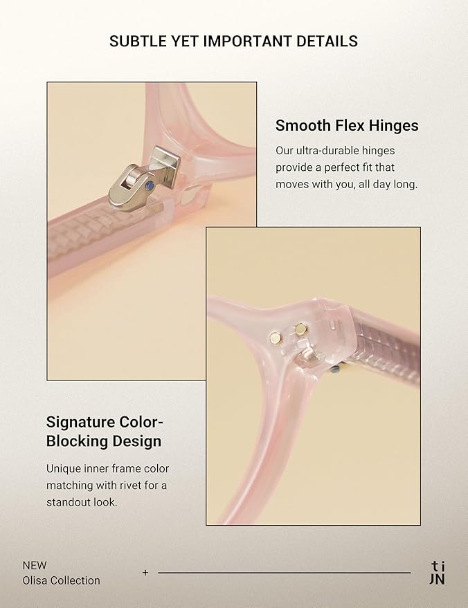 TIJN Olisa Blue Light Blocking Glasses for Women Men,Oval Glasses Frame Bluelight Glasses for Gaming/Computer/Screen