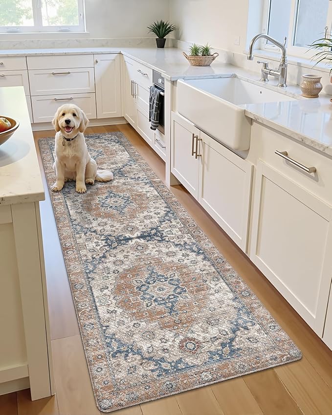 LUMI Kitchen Mat Anti Fatigue Cushioned, Memory Foam Padded Standing Rug Waterproof, Non Slip Comfort Floor Runner for Home, Sink, Laundry, Office, 17"x59", Terracotta