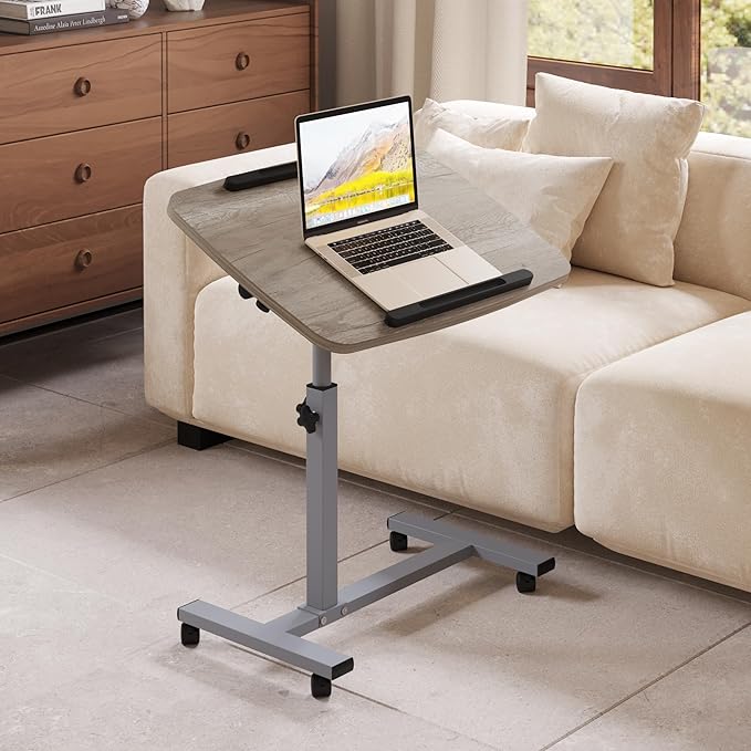 Adjustable Overbed Bedside Table with Wheels Hospital Bed Table Portable Computer Stands Movable Desk Computer Table for Bed Laptop Stand for Couch