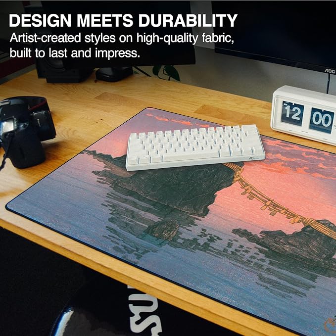 MPCO. Ukiyo-E Large Gaming Desk Pad - 36" x 17" Duraglyde Fabric Futamigaura Desk Mats - Washable, Smooth Glide for Precision Gaming & Work