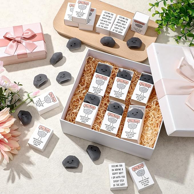 Wettarn 36 Sets You Rock Gifts Cute Stress Balls with Support Gift Boxes Inspirational Party Favors for Employee Coworker Friends Office Positive Relief Toys