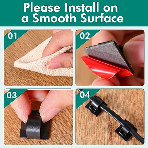 Namalu 60 Pieces Mini Cable Clips Hooks Christmas Light Clips Self Adhesive Light Hooks Cord Clips for Desk Outdoor String Lights(Medium,Black)