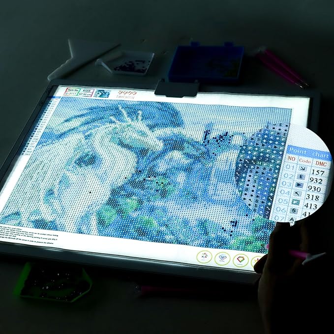 A3 Rechargeable LED Light Pad,Light Box for Tracing with Integrated Stand,3 Light Colors 6 Levels of Brightness and stepless dimming,Light Board for Diamond Painting,Drawing,Artists