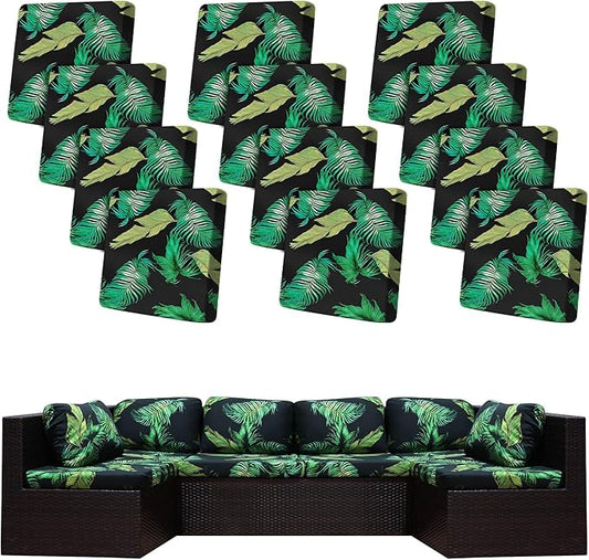 12Pcs Stretch Patio Cushion Covers,Outdoor Couch Covers Replacement,Outdoor Couch & Sofa Slipcovers,for Patio Furniture Cushion Covers,Washable Reusable urniture Protector (Summer,Cover Only)