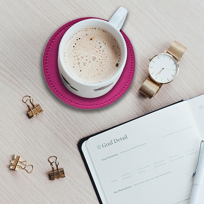 PU Leather Desk Mat| Premium Mouse Pad with Bonus Coaster | Stylish, Durable, Waterproof Mouse Pad for Office & Home (Rose Pink, XXL - PU Gift Set)