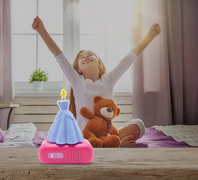 LEXiBOOK - Disney Princess Digital Alarm Clock for Kids with Night Light Snooze, Childrens Clock, Luminous Disney Princess, Pink Colour - RL800DP