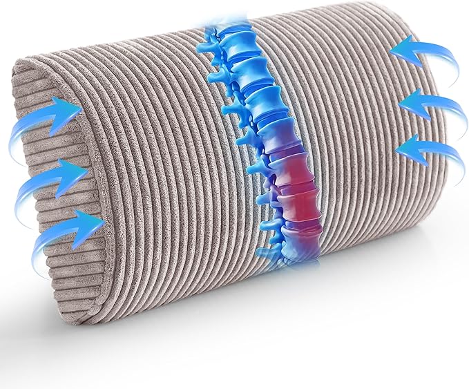 HIGOGOGO Lumbar Support Pillow for Recliner Chair/Accent Chair/Couch, Memory Foam Back Support Cushion for Elderly, Recliner Cushions for Back Rest, Pain Relief, Reading, Washable Cover, Grey