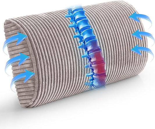 HIGOGOGO Lumbar Support Pillow for Recliner Chair/Accent Chair/Couch, Memory Foam Back Support Cushion for Elderly, Recliner Cushions for Back Rest, Pain Relief, Reading, Washable Cover, Grey