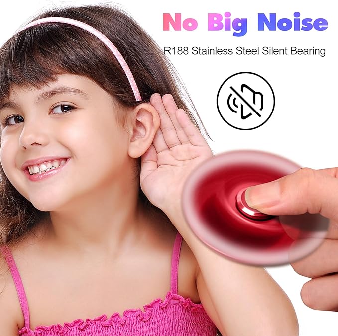 Fidget Spinners Toy, 3-8 Min Spins Time Stainless Steel Bearing Metal Fidget Spinner, EDC ADHD Stress Anxiety Relieves Fidgets Finger Toys, Novelty Toy for Kids and Adults (Red)