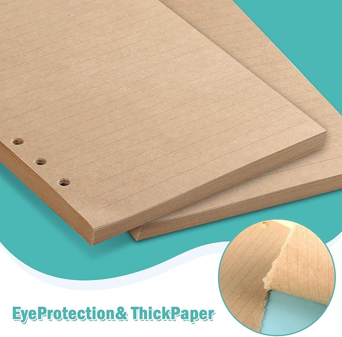 OMEYA A6 Refill Paper, 320 Pages A6 Loose Leaf Paper 6 Hole Notebook Refills for 6 Ring Refillable Binder Notebook Planner Diary Journals Painting Personal Organiser-Line Pages