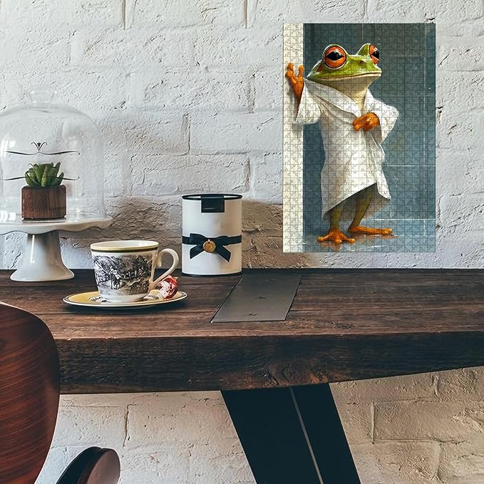500 Piece Wooden Frog Puzzle After Puzzle Bathroom for Kids & Parents Educational 20.4x15 Inch
