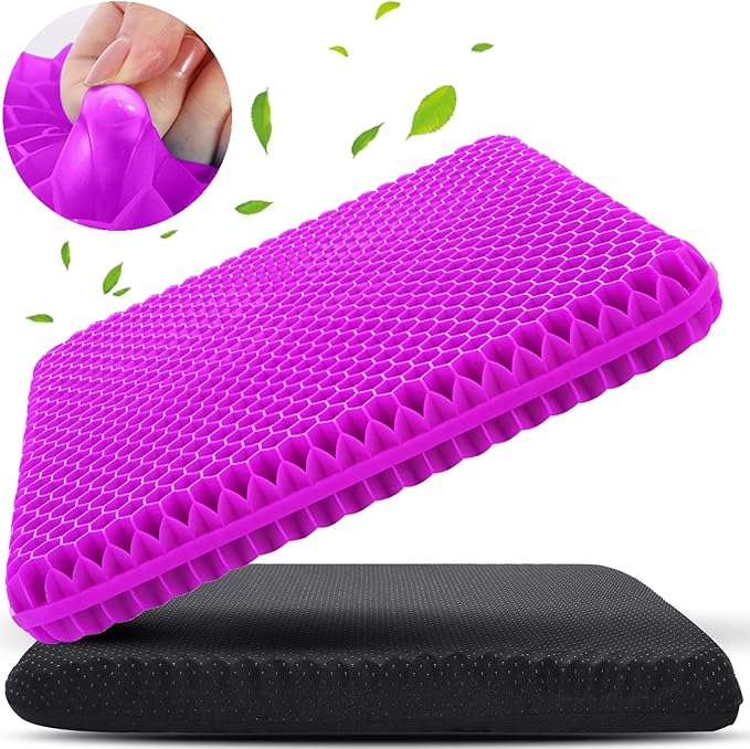 Gel Seat Cushion for Long Sitting (Super Large & Thick), Soft & Breathable, Gel Cushion for Wheelchair, Gel Chair Cushion for Hip Pain, Gel Seat Cushion for Office Chair