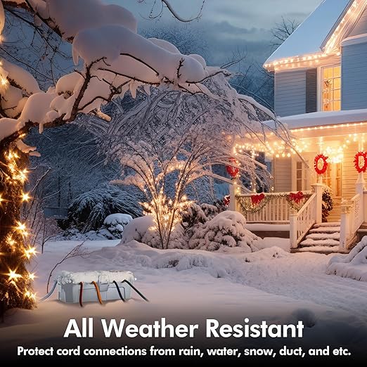 RESTMO Outdoor Electrical Box, IP54 Weatherproof Extension Cord Cover with 6 Cable Entry Ports, Waterproof Connection Box Protect Power Strip, Timer, Plug (11.5x5.2x4 inch), Light Gray