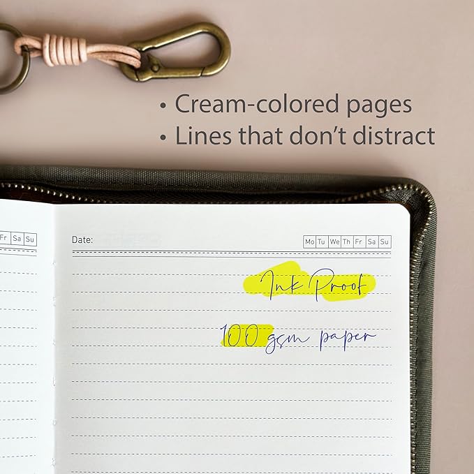 Le Vent A5 Field Notebook Organizer – 3-Layer Waxed Canvas Refillable Travelers Journal, Planner (200 Pages, 5x8) – Fits Moleskine, LEUCHTTURM1917, Hobonichi, Midori & Field Notes – Travel & Office Ready