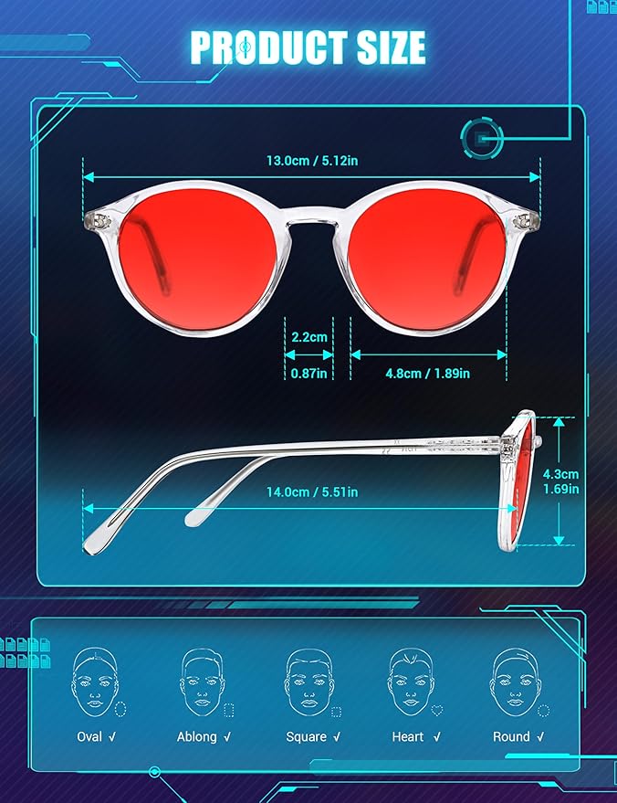 TIJN Blue Light Blocking Glasses Men Women Vintage Thick Round Rim Frame Eyeglasses