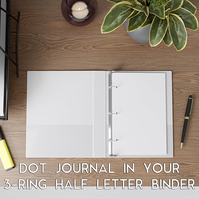 Half Letter 3-Hole Punched Dot Grid Paper, 200 Sheets, 120 GSM, 5.5 x 8.5 inch, Dotted Paper Planner Refill Inserts for Mini-Binders and 3-Ring Half Letter Binders