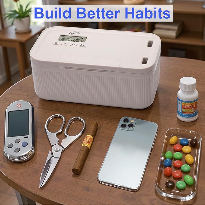 Timed Lock Box - Unplug from Cell Phones, Video Games, Socials, Snacks, Distractions - Simple or Timer Lock Mode - 30 Days Max Timer - Be More Present, Productive & Focused - Habit Control