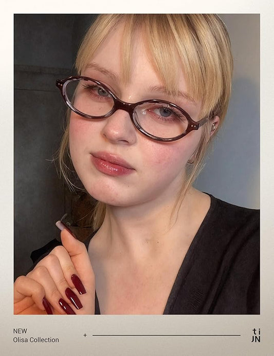 TIJN Olisa Blue Light Blocking Glasses for Women Men,Oval Glasses Frame Bluelight Glasses for Gaming/Computer/Screen