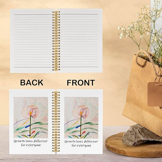Mental Health Motivational Journal Notebook, Inspirational School Office Supplies for Students Coworker, Growth Looks Different for Everyone Hardcover Spiral Notebook 5.5x8.3 Inch