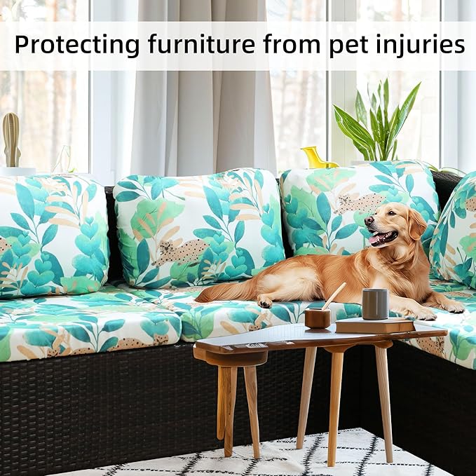 8Pcs Stretch Patio Cushion Covers,Outdoor Couch Covers Replacement,Outdoor Couch & Sofa Slipcovers,for Patio Furniture Cushion Covers,Washable Reusable Furniture Protector (Leopard,Cover Only)