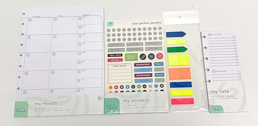 Talia Discbound Notebook Refills (Monthly Undated ORG Kit, Midsize (7.5in x 9.75in))