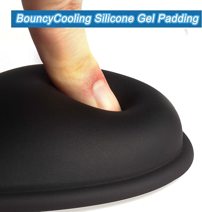 BRILA Ergonomic Silicone Mouse Wrist Rest, Cooling Silica Gel PU Leather Mouse Wrist Support Pad for Office Work and Laptop Computer Gaming