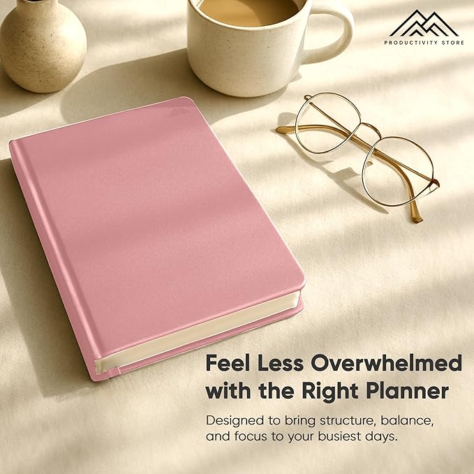 Daily Planner 2025 (5" x 8") - The Ultimate Daily Workflow Planner with Hourly Schedule & Task List to Achieve Your Goals by PRODUCTIVITY STORE (A5, Pink)