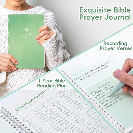 XKDOUS Bible Study Supplies Journaling Kit for Women, Bible Study Kit, Bible Study Tools with Prayer Journal Pencil Case Bible Accessories, Christian Gifts for Women, Green