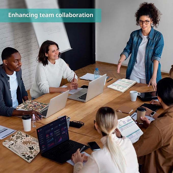 Meeting Notebook for Work Organization, Aesthetic Meeting Minutes Notebook for Work, Event Project Agenda Planner Organizer, Perfect for Office School Business Supplies, 6.9" X 9.7" - Magic Forest