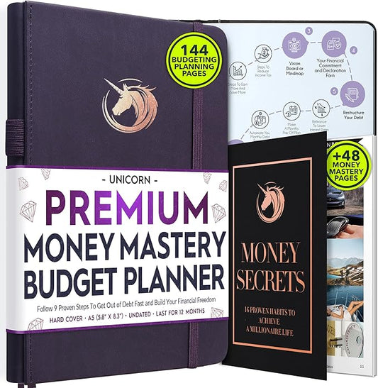 Financial Planner - Monthly Budget Planner & Monthly Bill Organizer | A 12-Month Journey to Financial Freedom | Bill Payment Tracker Organizer, Debt, Expense Tracker & Money Saving with Pockets